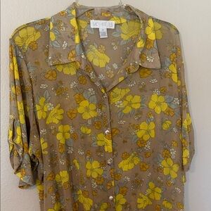 Yellow Floral Button-Down Shirt